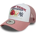 weisse-und-rosa-trucker-cap-9forty-a-frame-fruit-graphic-der-new-york-yankees-mlb-von-new-era