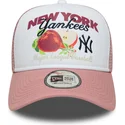 weisse-und-rosa-trucker-cap-9forty-a-frame-fruit-graphic-der-new-york-yankees-mlb-von-new-era