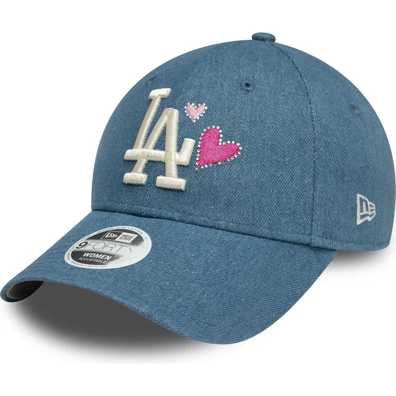cepur-izliekta-zils-regulejams-9forty-denim-icon-heart-no-los-angeles-dodgers-mlb-no-new-era