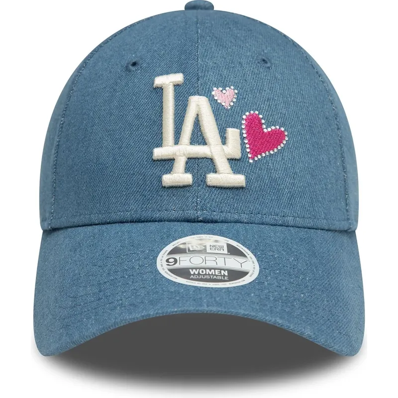 cepur-izliekta-zils-regulejams-9forty-denim-icon-heart-no-los-angeles-dodgers-mlb-no-new-era