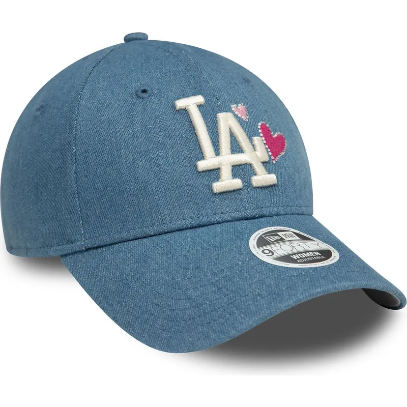 cepur-izliekta-zils-regulejams-9forty-denim-icon-heart-no-los-angeles-dodgers-mlb-no-new-era