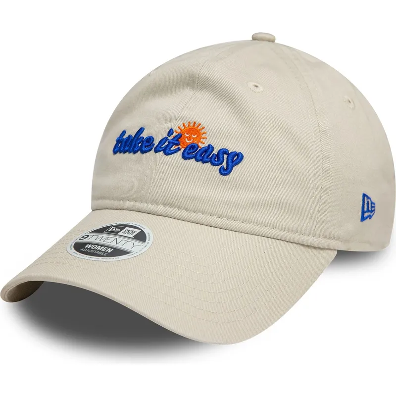 cap-izliekta-beige-adjustable-strap-9twenty-no-take-it-easy-no-new-era