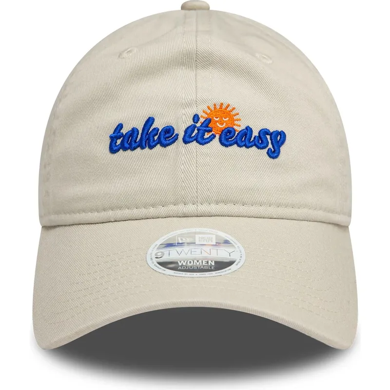 cap-izliekta-beige-adjustable-strap-9twenty-no-take-it-easy-no-new-era