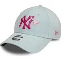 verstellbare-hellblaue-damenkappe-mit-gebogenem-schirm-und-rosa-logo-9forty-denim-icon-heart-der-new-york-yankees-mlb-von-new-er