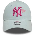 cepur-izliekta-zils-regulejams-rosa-9forty-denim-icon-heart-no-new-york-yankees-mlb-no-new-era