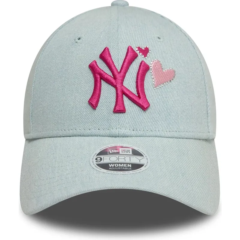 cepur-izliekta-zils-regulejams-rosa-9forty-denim-icon-heart-no-new-york-yankees-mlb-no-new-era