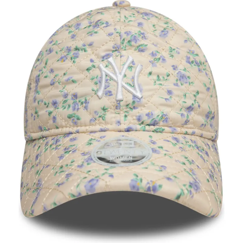 cap-izliekta-beige-adjustable-strap-9twenty-floral-quilt-no-new-york-yankees-mlb-no-new-era