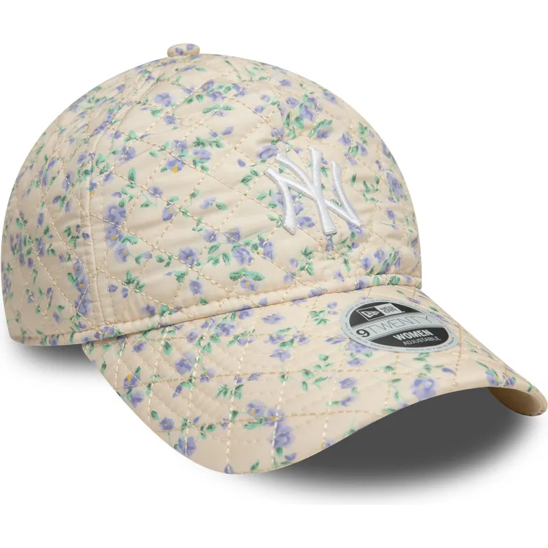 cap-izliekta-beige-adjustable-strap-9twenty-floral-quilt-no-new-york-yankees-mlb-no-new-era