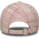 gebogene-rosa-verstellbare-damenkappe-mit-rosa-logo-9forty-tweed-von-new-york-yankees-mlb-von-new-era
