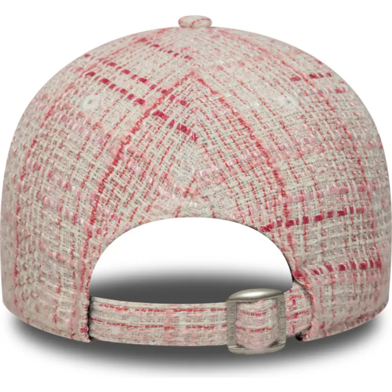 gebogene-rosa-verstellbare-damenkappe-mit-rosa-logo-9forty-tweed-von-new-york-yankees-mlb-von-new-era