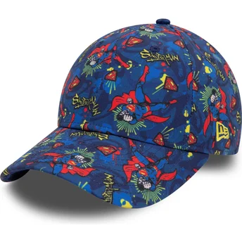 Cepur izliekta tumši zils regulējams bērniem 9FORTY All Over Print no Superman DC Comics no New Era