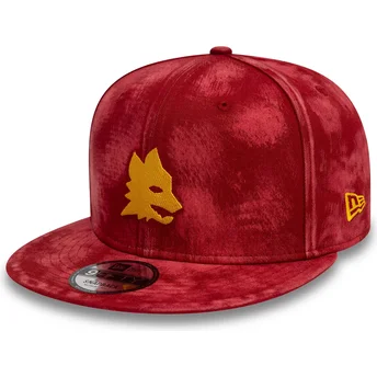 Czerwona czapka z daszkiem snapback 9FIFTY Tie Dye Associazione Sportiva Roma Serie A od New Era