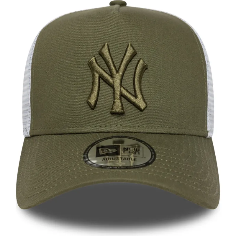 gron-och-vit-trucker-keps-med-gront-logo-a-frame-league-essential-fran-new-york-yankees-mlb-av-new-era