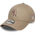 new-era-curved-brim-brown-logo-9forty-outline-new-york-yankees-mlb-light-brown-adjustable-cap