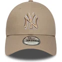 new-era-curved-brim-brown-logo-9forty-outline-new-york-yankees-mlb-light-brown-adjustable-cap