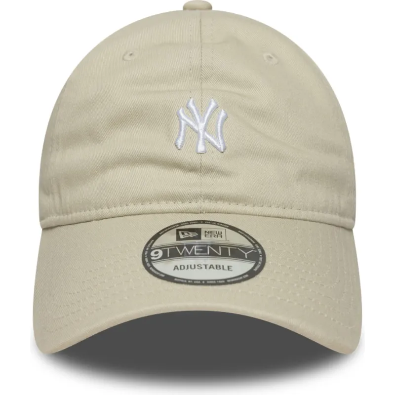 beige-verstellbare-curved-cap-9twenty-mini-logo-der-new-york-yankees-mlb-von-new-era