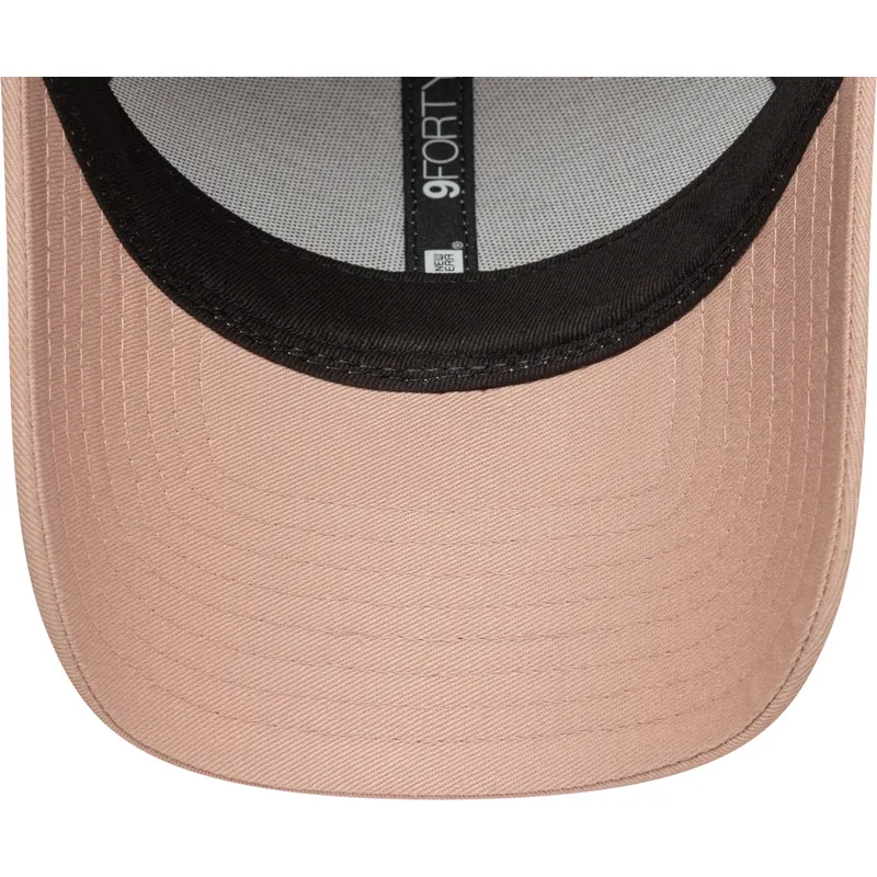 gebogene-rosa-verstellbare-damenkappe-9forty-mini-logo-new-york-yankees-mlb-von-new-era