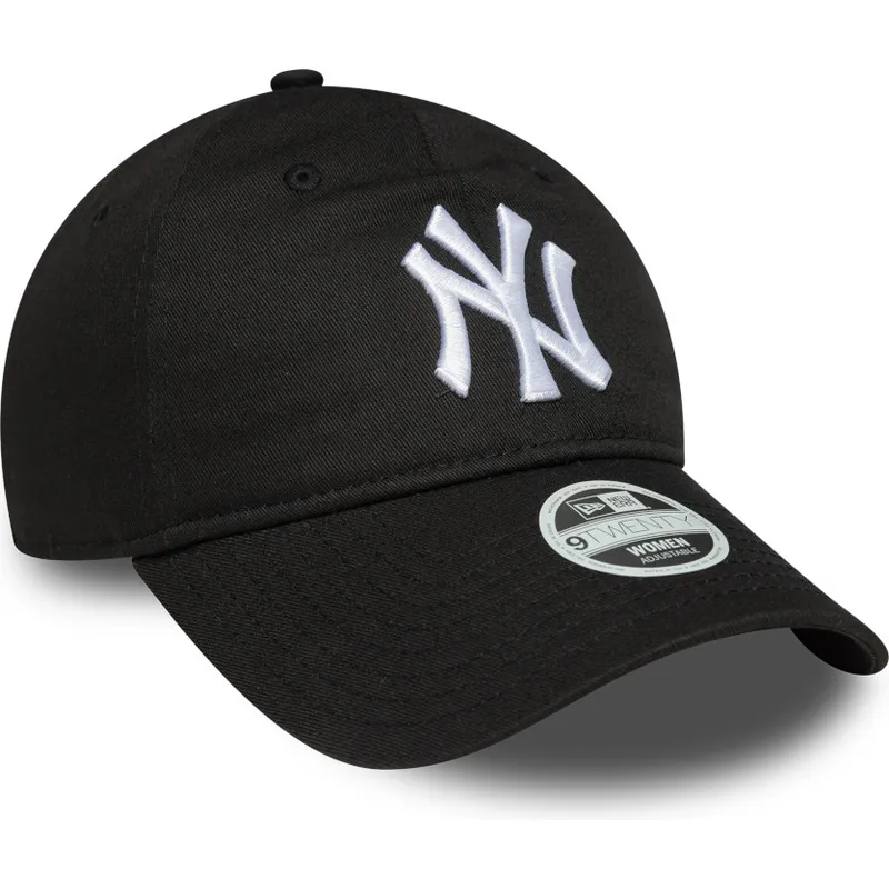 schwarze-verstellbare-curved-cap-fur-damen-9twenty-league-essential-der-new-york-yankees-mlb-von-new-era