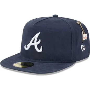 New Era Flat Brim 59FIFTY A Frame Championship Side Flag Atlanta Braves MLB Navy Blue Fitted Cap