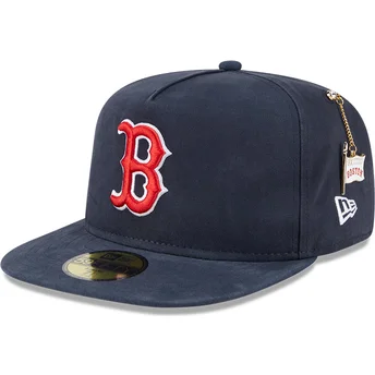 Marinblå platt keps justerad 59FIFTY A Frame Championship Side Flag Boston Red Sox MLB från New Era
