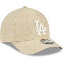 new-era-curved-brim-9forty-m-crown-a-frame-cotton-weave-los-angeles-dodgers-mlb-beige-snapback-cap