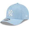 new-era-curved-brim-9forty-m-crown-a-frame-cotton-weave-new-york-yankees-mlb-light-blue-snapback-cap