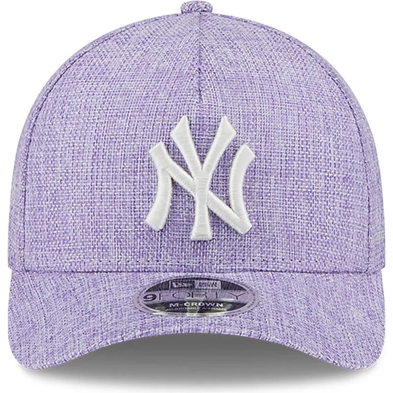 violette-gebogene-snapback-kappe-9forty-m-crown-a-frame-cotton-weave-der-new-york-yankees-mlb-von-new-era