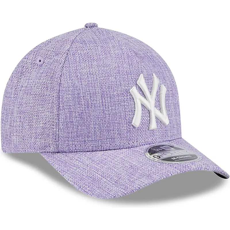 violette-gebogene-snapback-kappe-9forty-m-crown-a-frame-cotton-weave-der-new-york-yankees-mlb-von-new-era