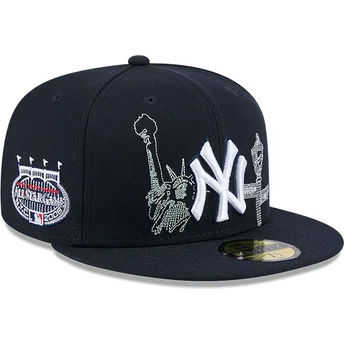 marineblaue-anliegende-59fifty-state-stitch-flat-cap-der-new-york-yankees-mlb-von-new-era