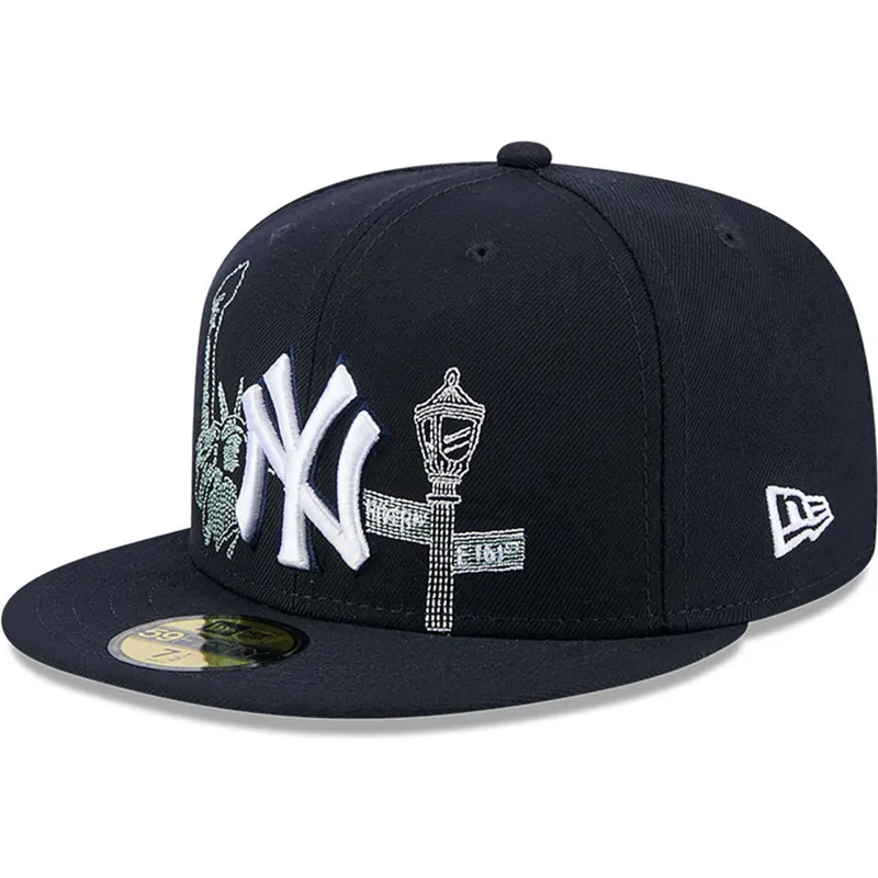 marineblaue-anliegende-59fifty-state-stitch-flat-cap-der-new-york-yankees-mlb-von-new-era