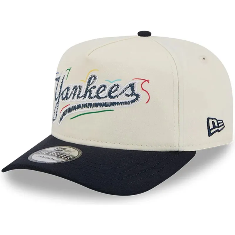 weisse-und-schwarze-gebogene-snapback-kappe-golfer-team-scribble-der-new-york-yankees-mlb-von-new-era