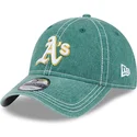 grune-verstellbare-curved-cap-9twenty-washed-contrast-der-oakland-athletics-mlb-von-new-era