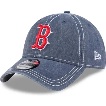 Boston Red Sox MLB 9TWENTY Washed Contrast verstellbare blaue Kappe mit gebogenem Schirm von New Era