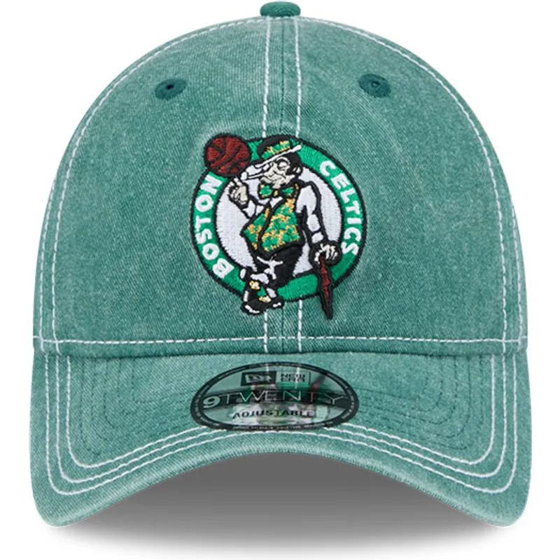 boston-celtics-nba-new-era-9twenty-verstellbare-grune-gebogene-kappe-gewaschen-kontrast