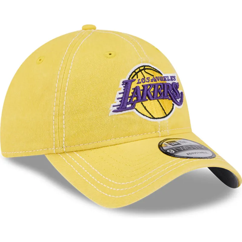 gelbe-gebogene-verstellbare-kappe-9twenty-washed-contrast-der-los-angeles-lakers-nba-von-new-era