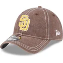 san-diego-padres-mlb-9twenty-washed-contrast-verstellbare-braune-kappe-von-new-era