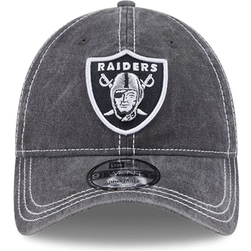 graue-verstellbare-curved-cap-9twenty-washed-contrast-der-las-vegas-raiders-nfl-von-new-era