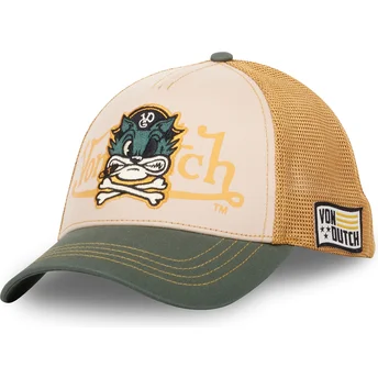 Czapka trucker beżowa i zielona PIR CB Von Dutch