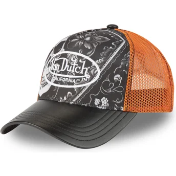Von Dutch schwarze und orangefarbene Trucker-Kappe SUBL01