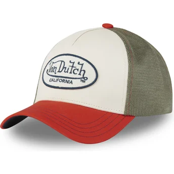 Von Dutch TERRY07 Beige, Red and Green Trucker Hat