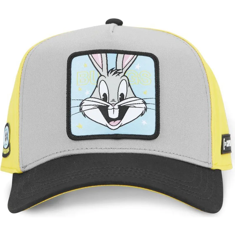 graue-gelbe-und-schwarze-gebogene-snapback-kappe-bugs-bunny-loo11-bep1-looney-tunes-von-capslab