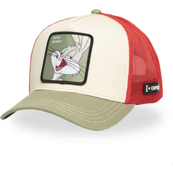 Capslab Looney Tunes LOO11 BUG1 Bugs Bunny Trucker-Kappe in Beige, Rot und Grün
