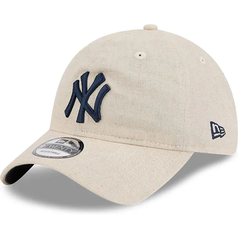beige-verstellbare-curved-cap-mit-marineblauem-logo-9twenty-linen-spring-training-fan-pack-2025-der-new-york-yankees-mlb-von-new