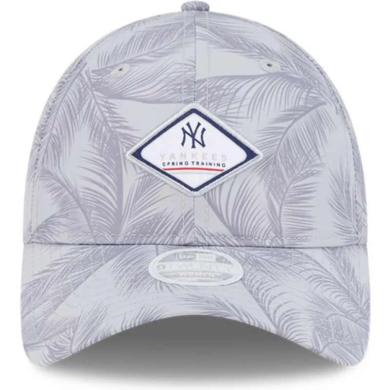 gra-justerbar-kurvad-keps-for-dam-9twenty-leaf-open-back-spring-training-fan-pack-2025-fran-new-york-yankees-mlb-av-new-era