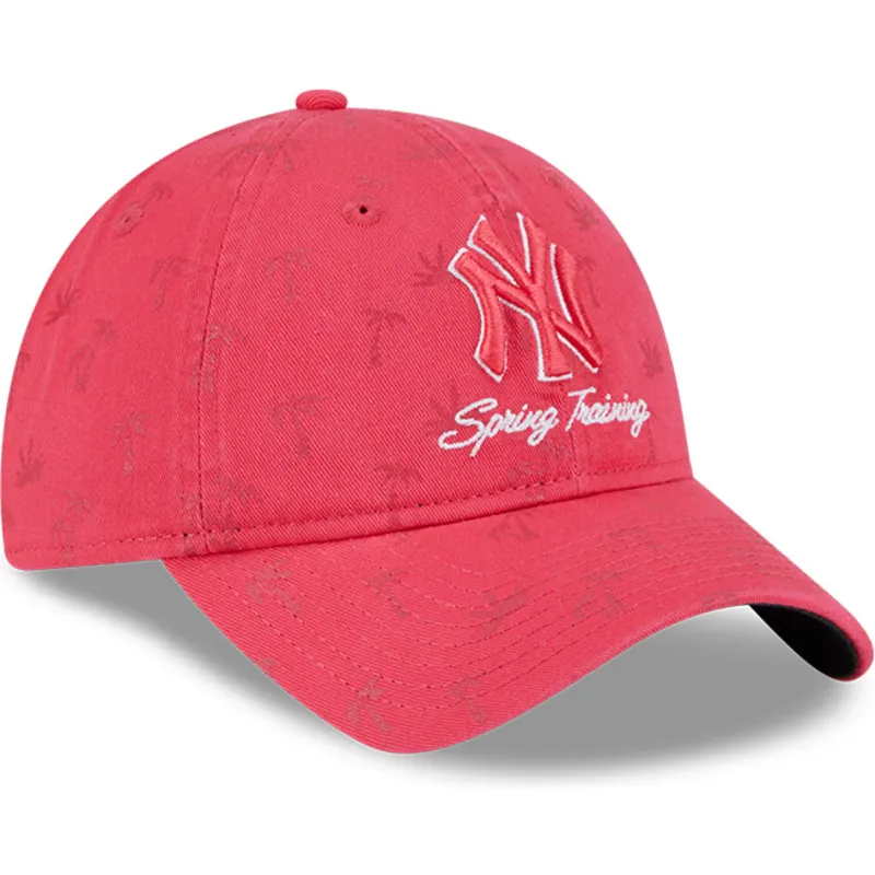 justerbar-rosa-kurvad-keps-for-dam-9twenty-pattern-spring-training-fan-pack-2025-fran-new-york-yankees-mlb-av-new-era