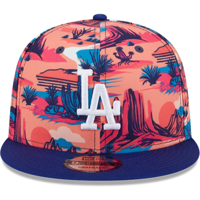 mehrfarbige-flache-snapback-kappe-9fifty-printed-spring-training-fan-pack-2025-der-los-angeles-dodgers-mlb-von-new-era