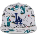 weisse-flache-snapback-kappe-9fifty-print-spring-training-fan-pack-2025-der-los-angeles-dodgers-mlb-von-new-era