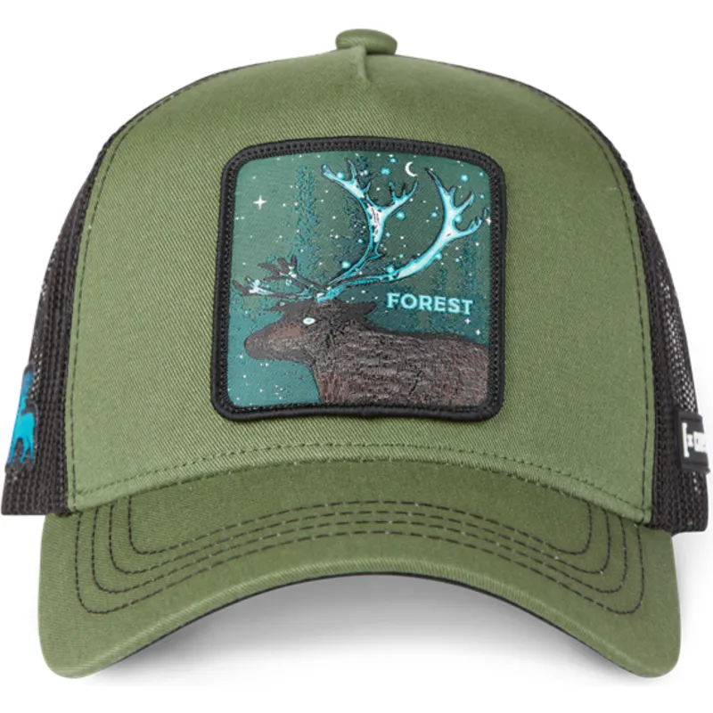 trucker-cap-grun-und-schwarz-hirsch-forest-for2-beasts-von-capslab