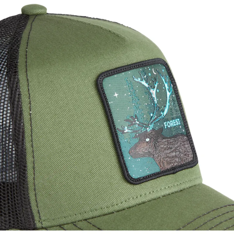 trucker-cap-grun-und-schwarz-hirsch-forest-for2-beasts-von-capslab