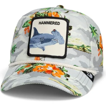 Weißes Snapback-Cap mit gebogenem Schirm Hammerhai Hammered Nailed It Salty Rim The Farm von Goorin Bros.